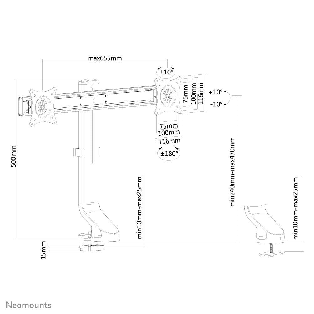 Neomounts FPMA-D860DBLACK Monitor Tischhalterung