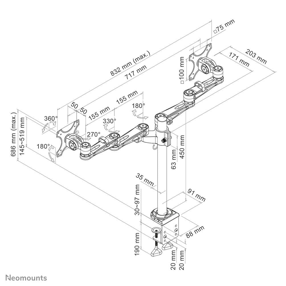 Neomounts FPMA-D935D Monitor Tischhalterung