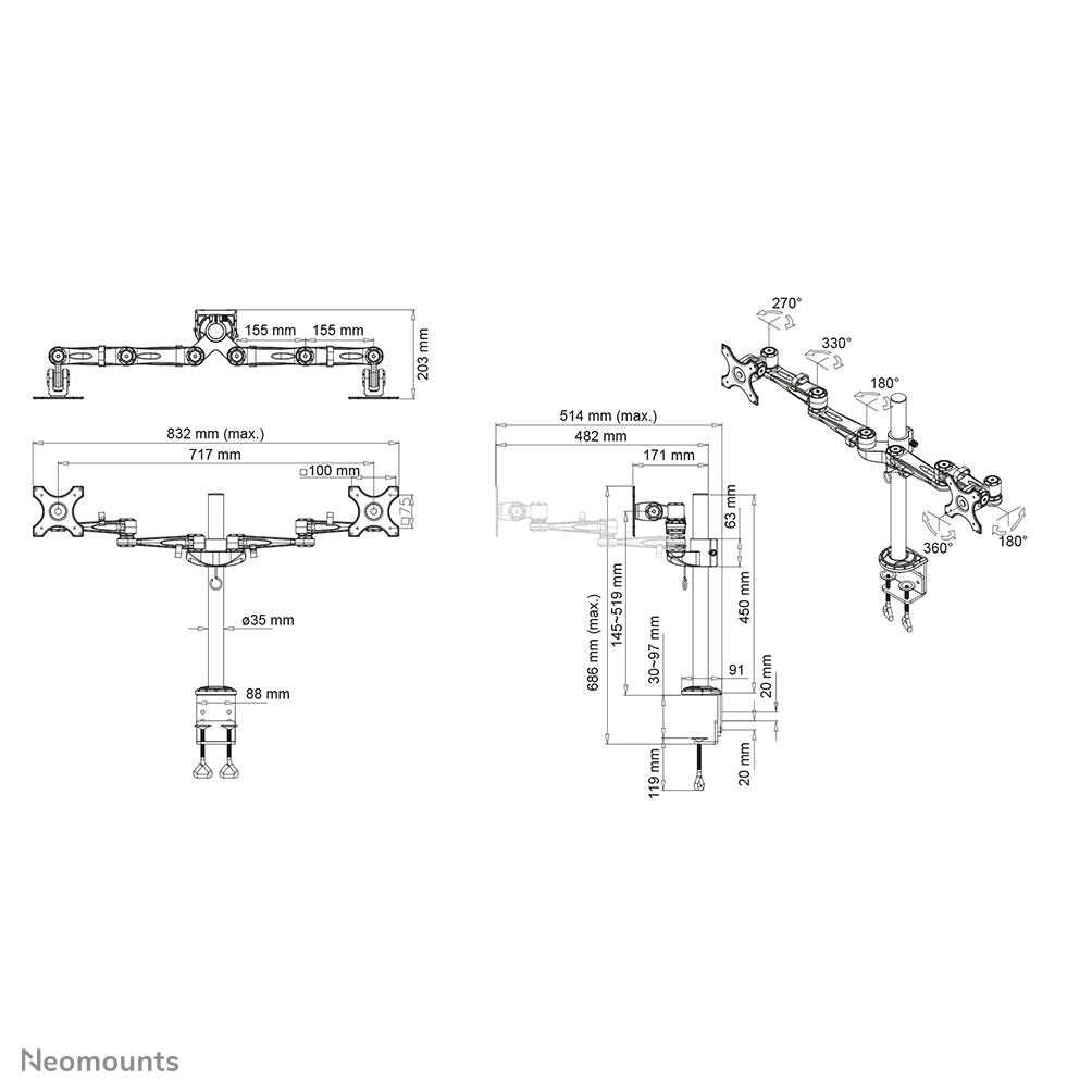 Neomounts FPMA-D935D Monitor Tischhalterung