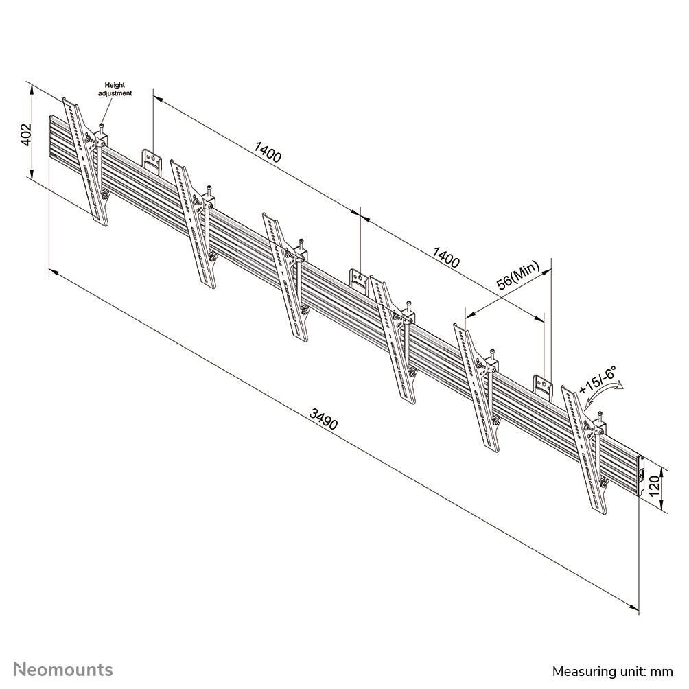 Samsung Menuboard 3x QM55C Smart Signage Display 139 cm 55 Zoll + Neomounts NMPRO-WMB3 dreifach Wandhalterung