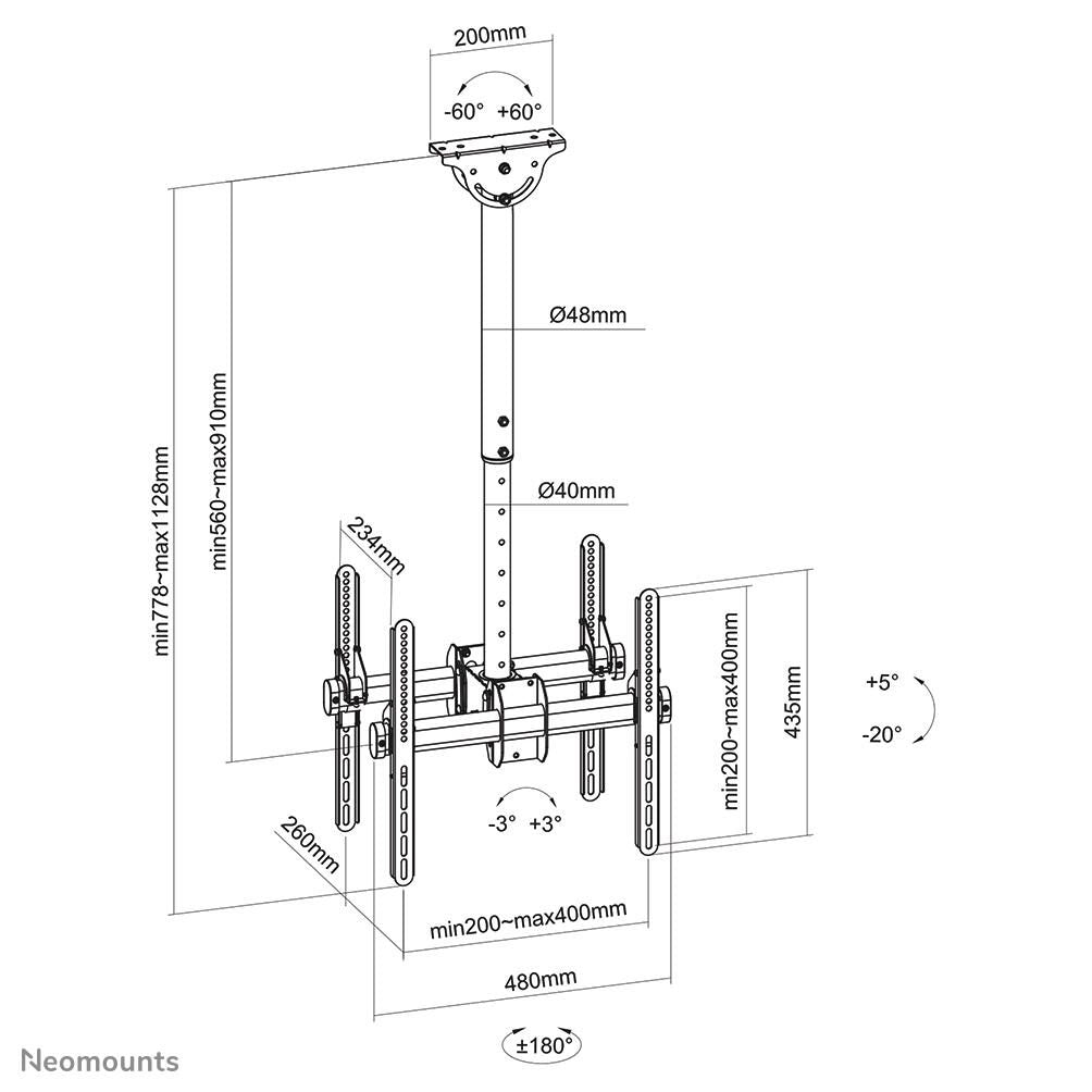 Neomounts NM-C440DBLACK Deckenhalterung