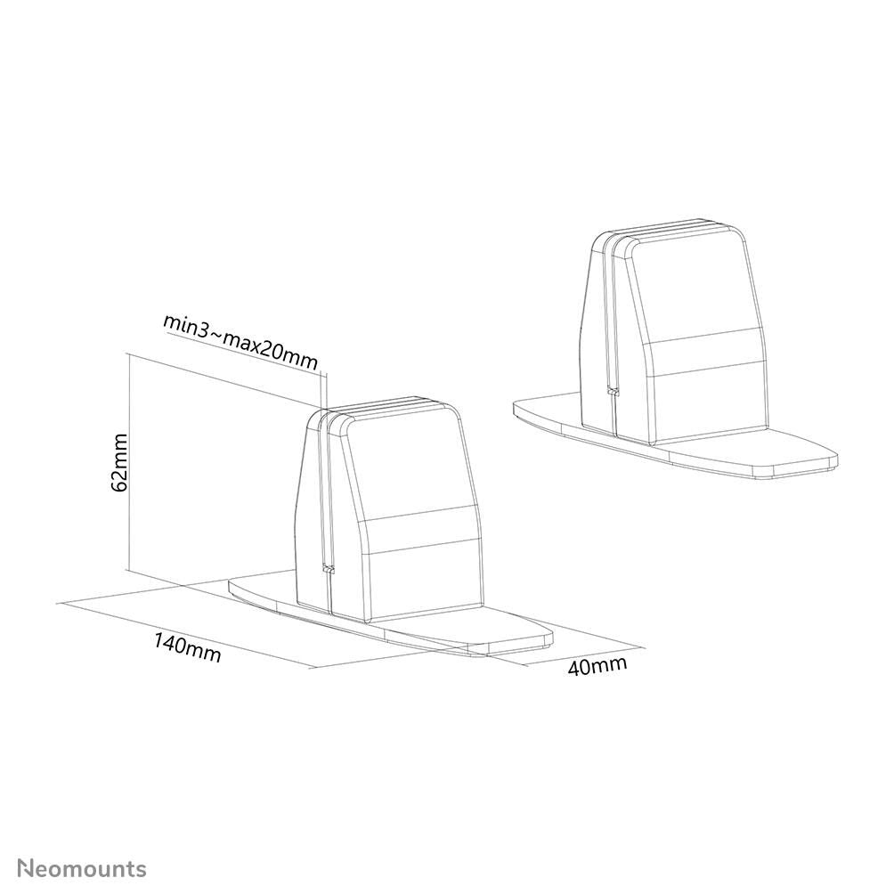 Neomounts NS-CLMPSTANDBLACK Standfuß mit Klemme 2 Stk.