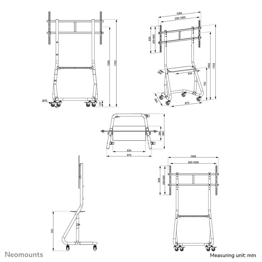 Neomounts NS-M3800BLACK Rollwagen
