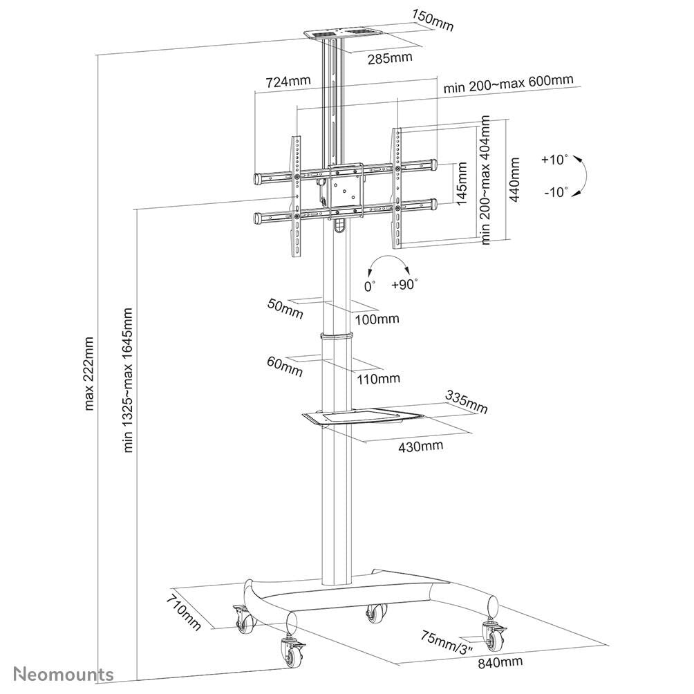 Neomounts PLASMA-M1900E rotierbarer Rollwagen