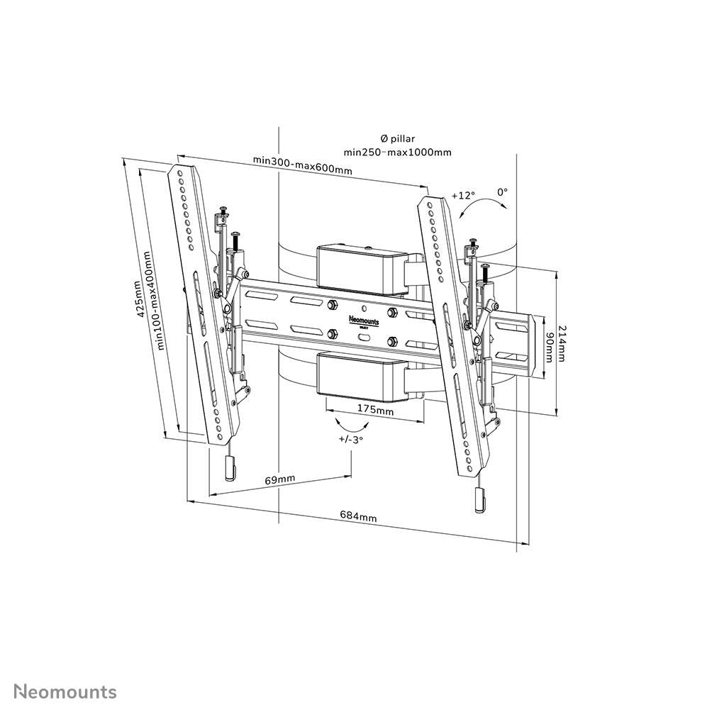 Neomounts WL35S-910BL16 neigbare Säulenhalterung für 40-75' Bildschirme - Schwarz