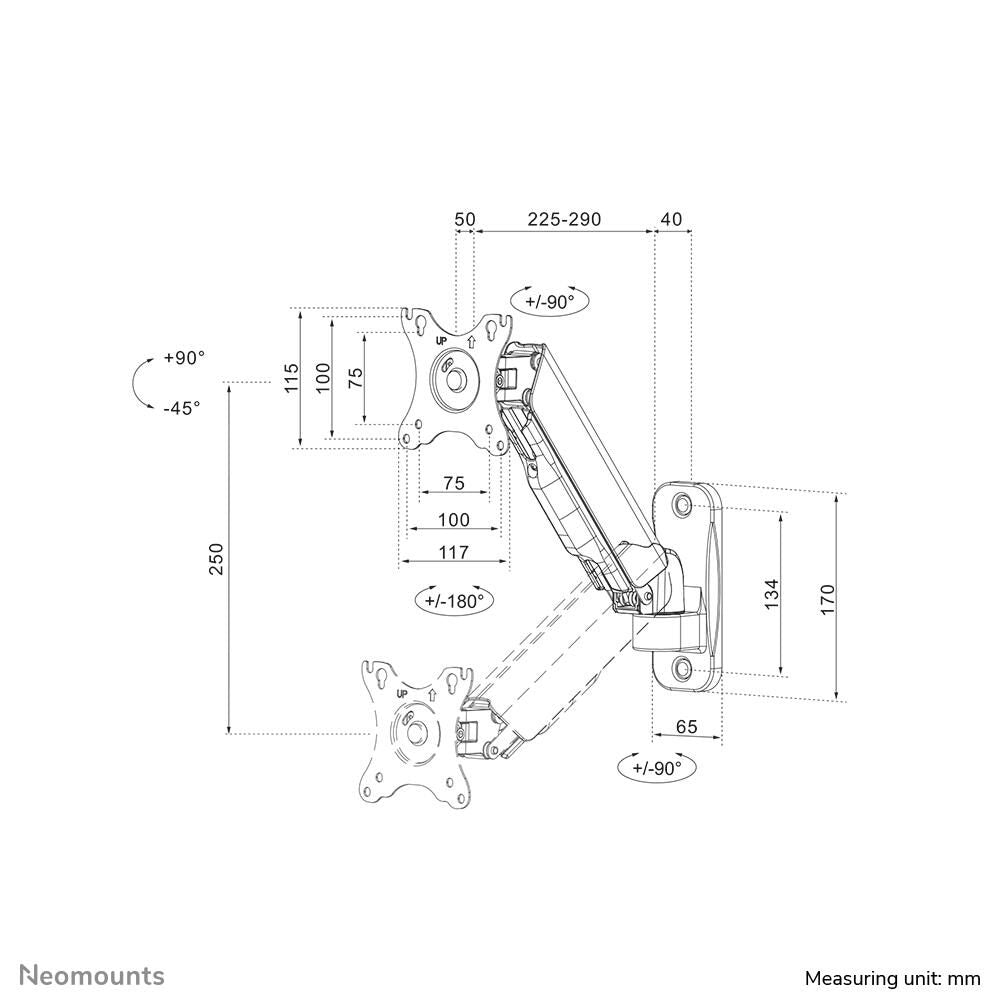 Neomounts WL70-440BL11 voll bewegliche Wandhalterung für 17-32' Bildschirme - Schwarz