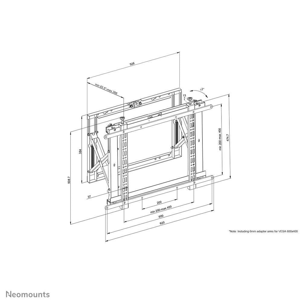 Neomounts WL95-800BL1 Videowall Push-to-Pop-Out Wandhalterung
