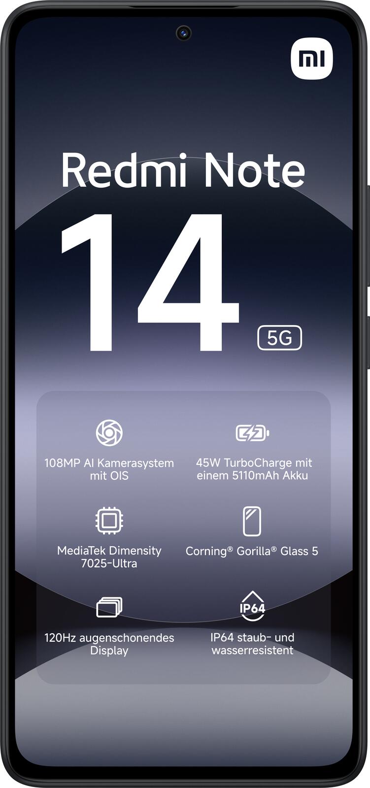 Xiaomi Redmi Note 14 5G 256 GB/8 GB, schwarz