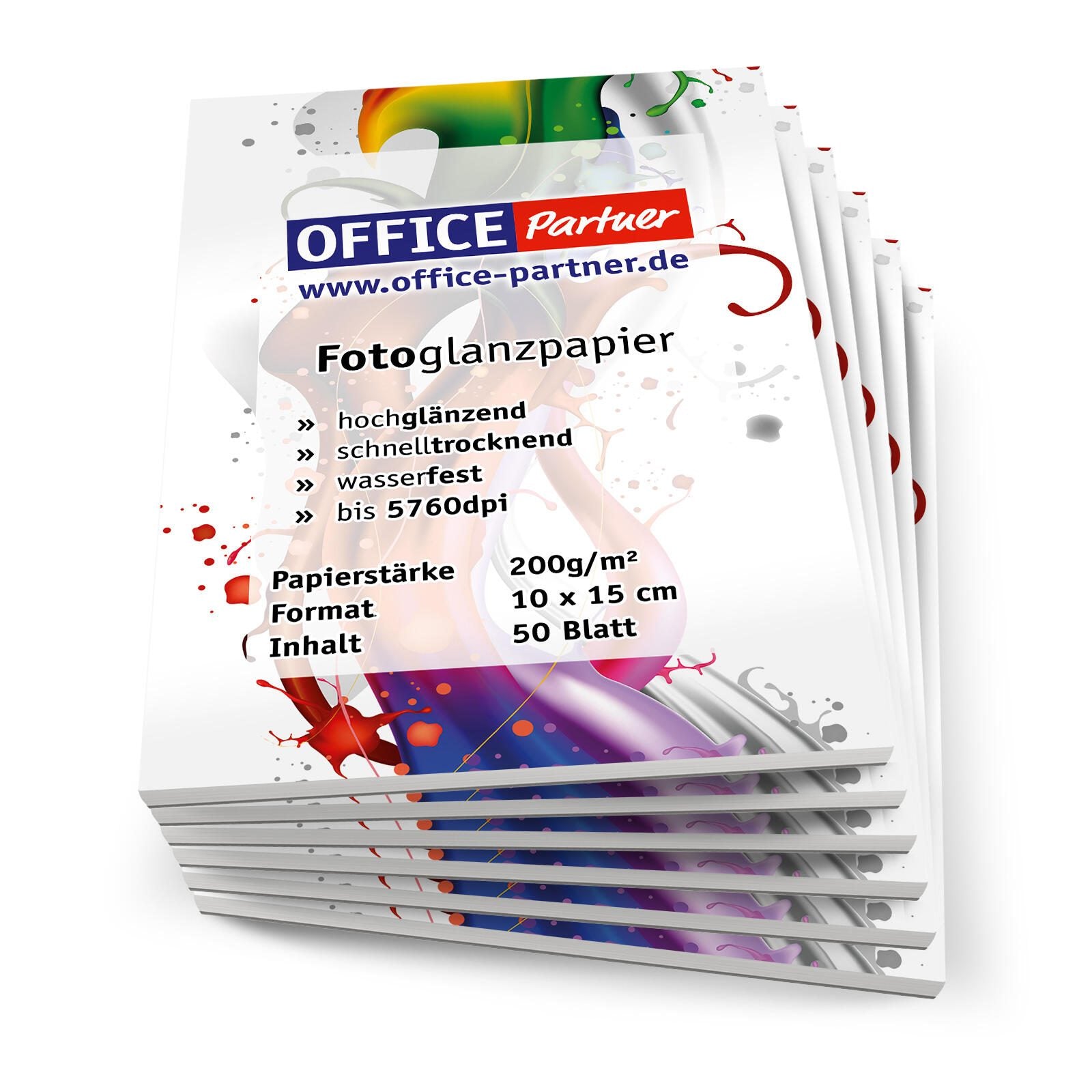OFFICE-Partner Premium Fotopapier, weiß hochglänzend - 10 x 15cm 200g/m² - 300 Blatt