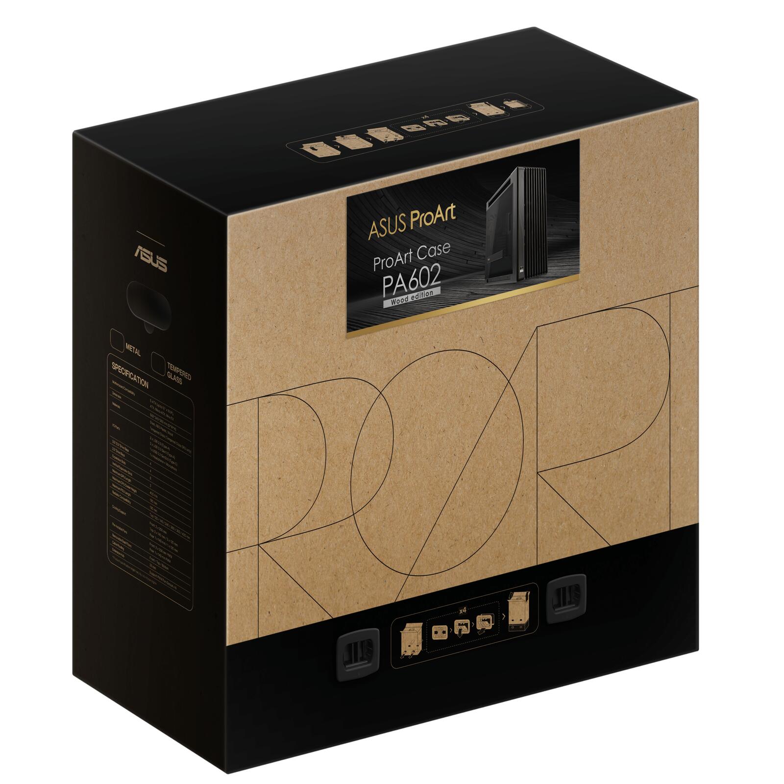 ASUS ProArt PA602 Wood Edition Tempered Glass E-ATX PC Gehäuse, schwarz
