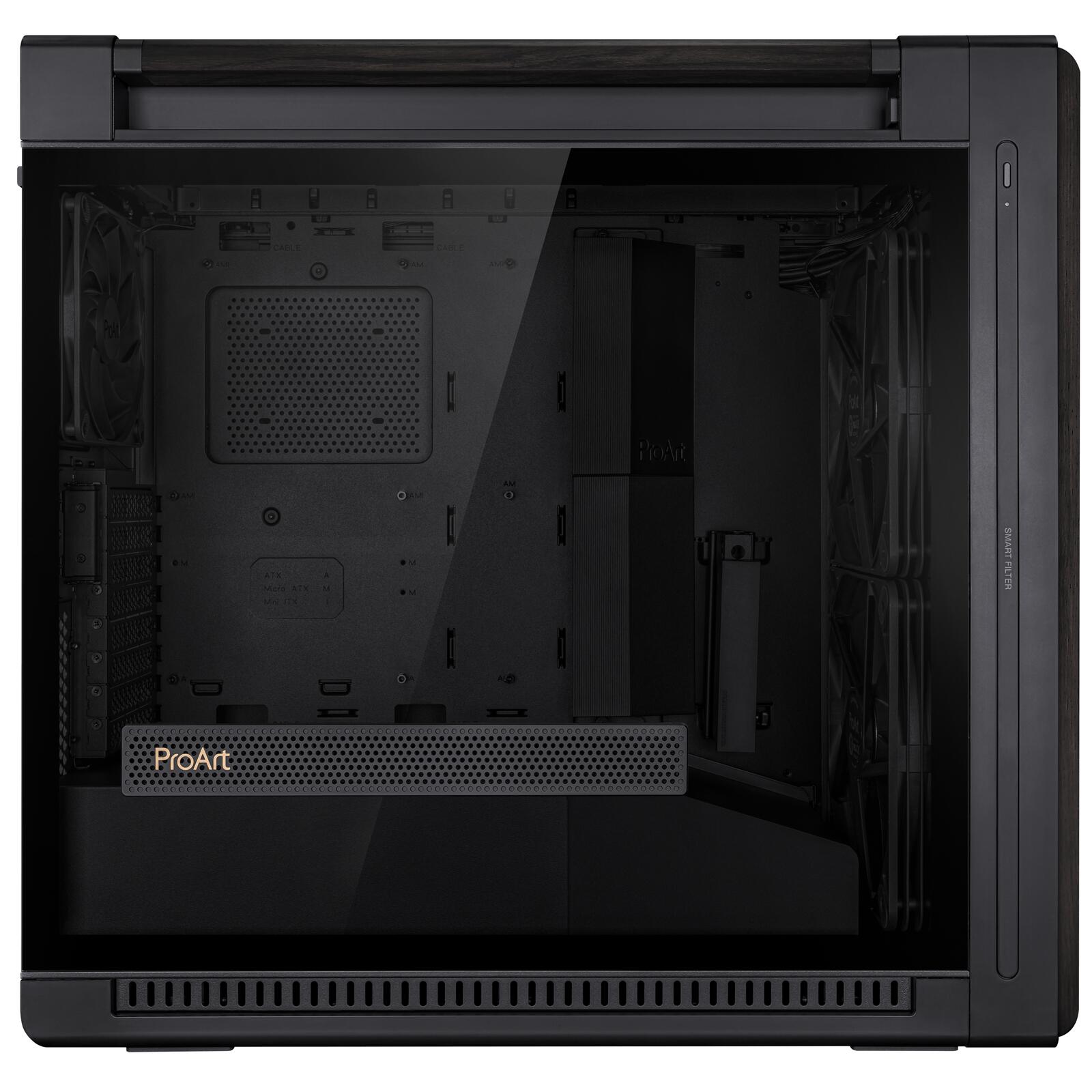 ASUS ProArt PA602 Wood Edition Tempered Glass E-ATX PC Gehäuse, schwarz