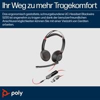 Poly Blackwire 5220 USB-C Stereo-Headset + 3.5-mm-Stecker + USB-C/A-Adapter