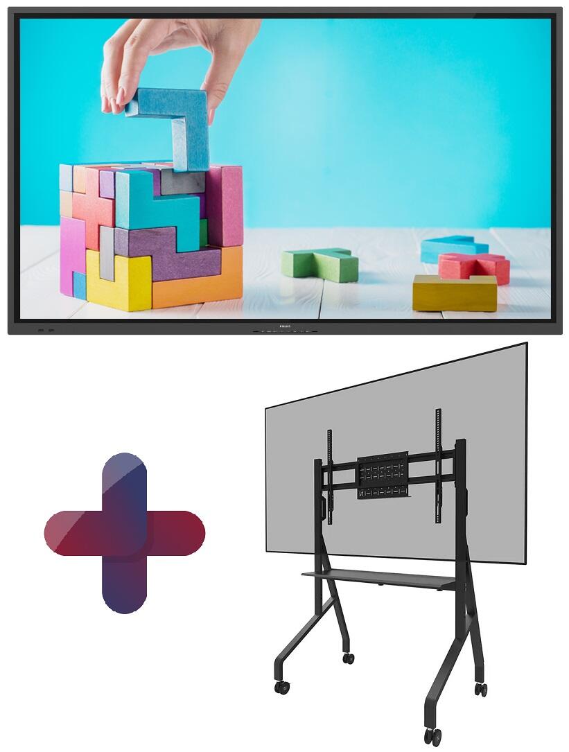 Philips 65BDL3052E Signage Touch Display 163.9 cm 65 Zoll + Neomounts FL50-525BL1 Rollwagen