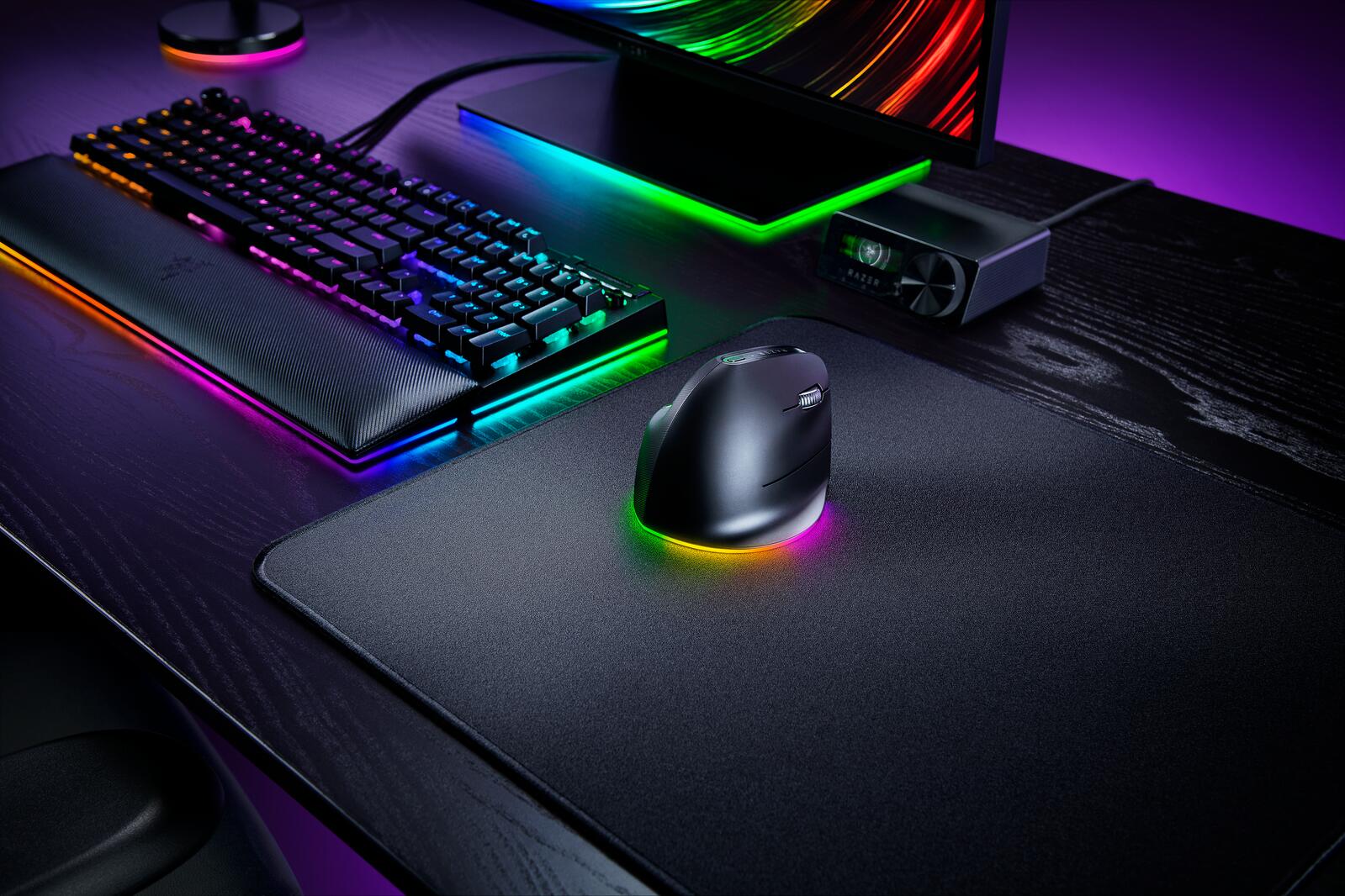 Razer Pro Click V2 Vertical Maus Universal rechts RF Wireless + Bluetooth + USB Type-C Optisch 30000 DPI