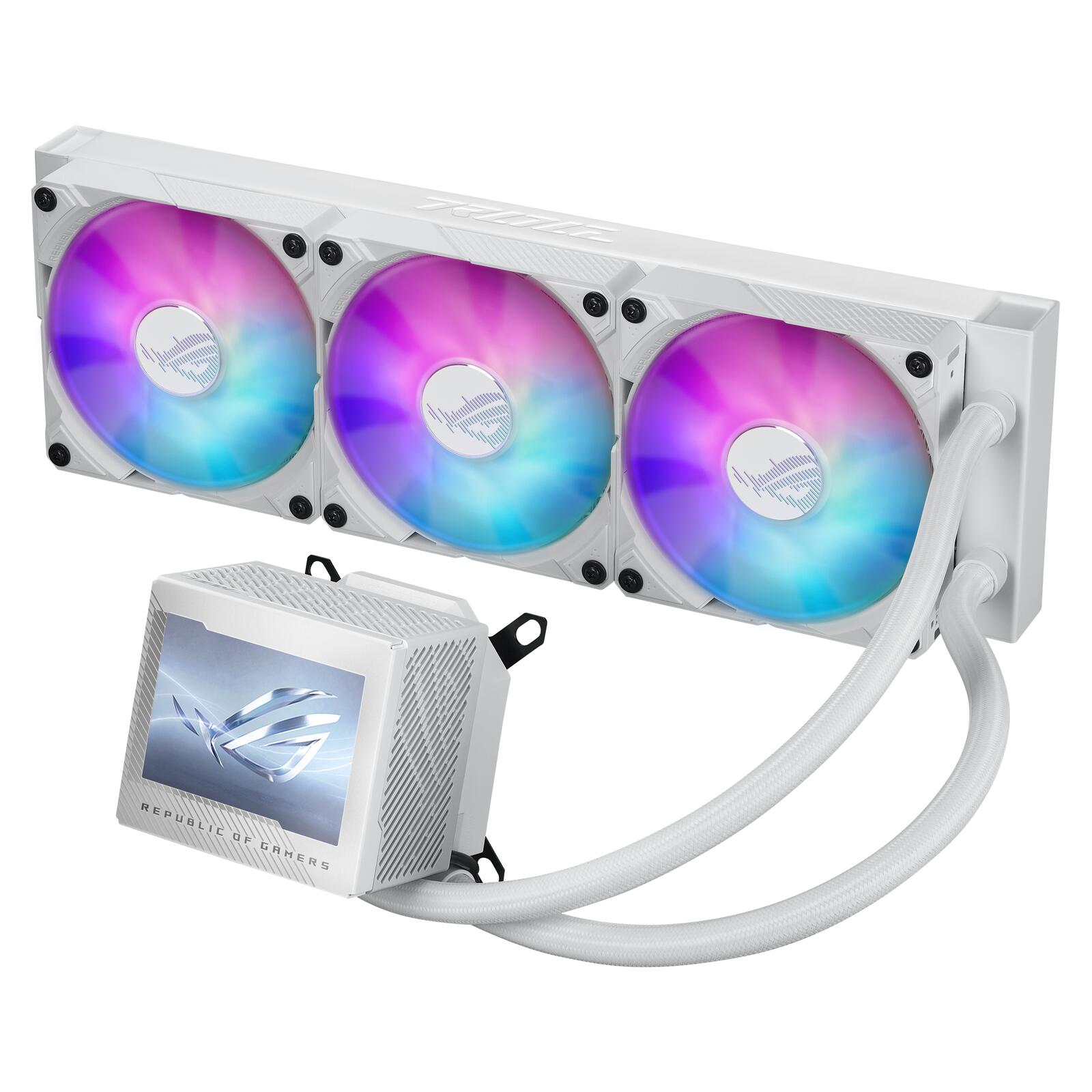 ASUS ROG Ryujin III 360 ARGB White Edition All-in-One Flüssig CPU-Kühler (3,5 Zoll LCD, Asetek-Pumpe der 8. Generation,
