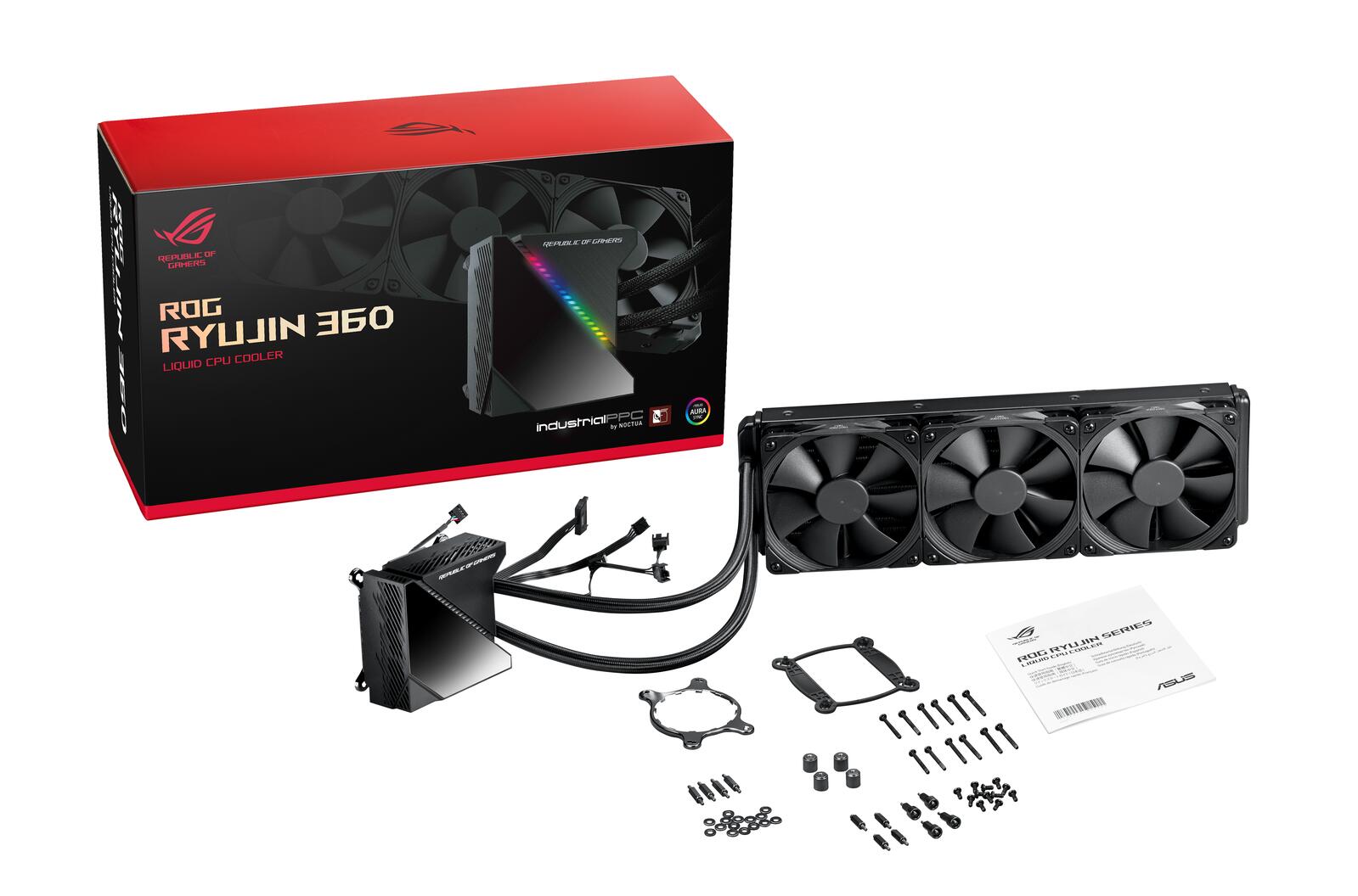 ASUS ROG RYUJIN 360 All-in-One CPU-Wasserkühlung (OLED-Display, Aura Sync RGB, Noctua-Industrial-PPC-PWM-Lüfter)