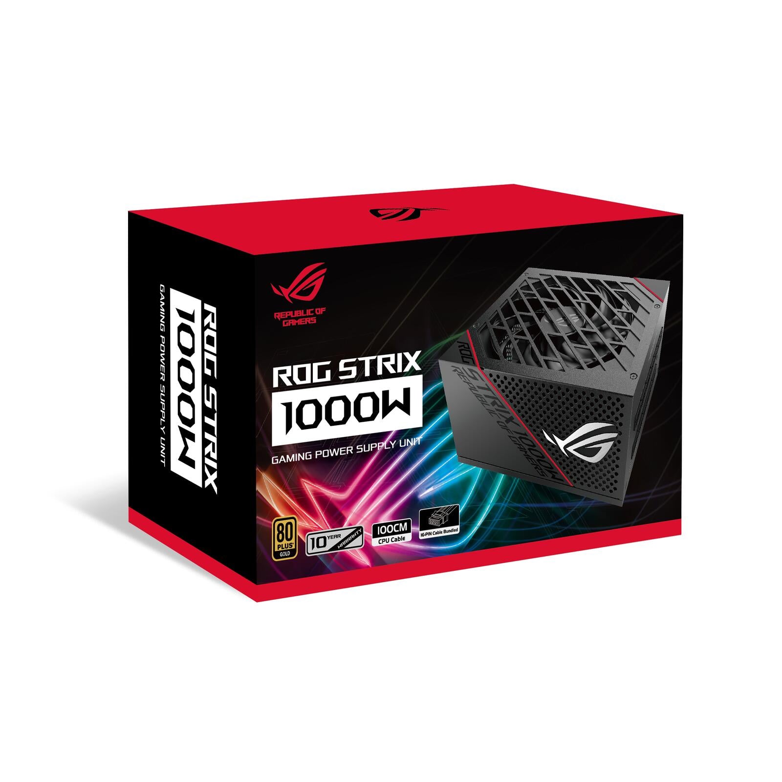 ASUS ROG STRIX 1000W Gold Gaming Netzteil (16-poliges PCIe-Kabel inkl., 1000 Watt, 80 Plus Gold Zertifizierung, 0dB-Tec