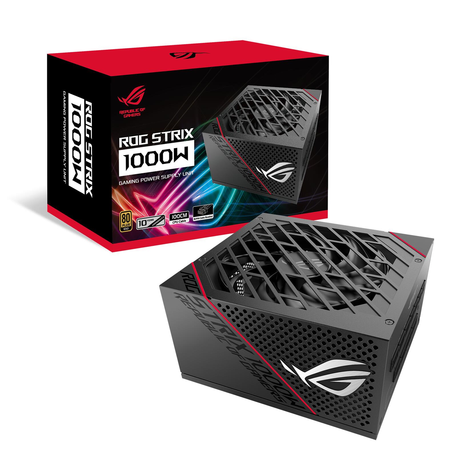 ASUS ROG STRIX 1000W Gold Gaming Netzteil (16-poliges PCIe-Kabel inkl., 1000 Watt, 80 Plus Gold Zertifizierung, 0dB-Tec