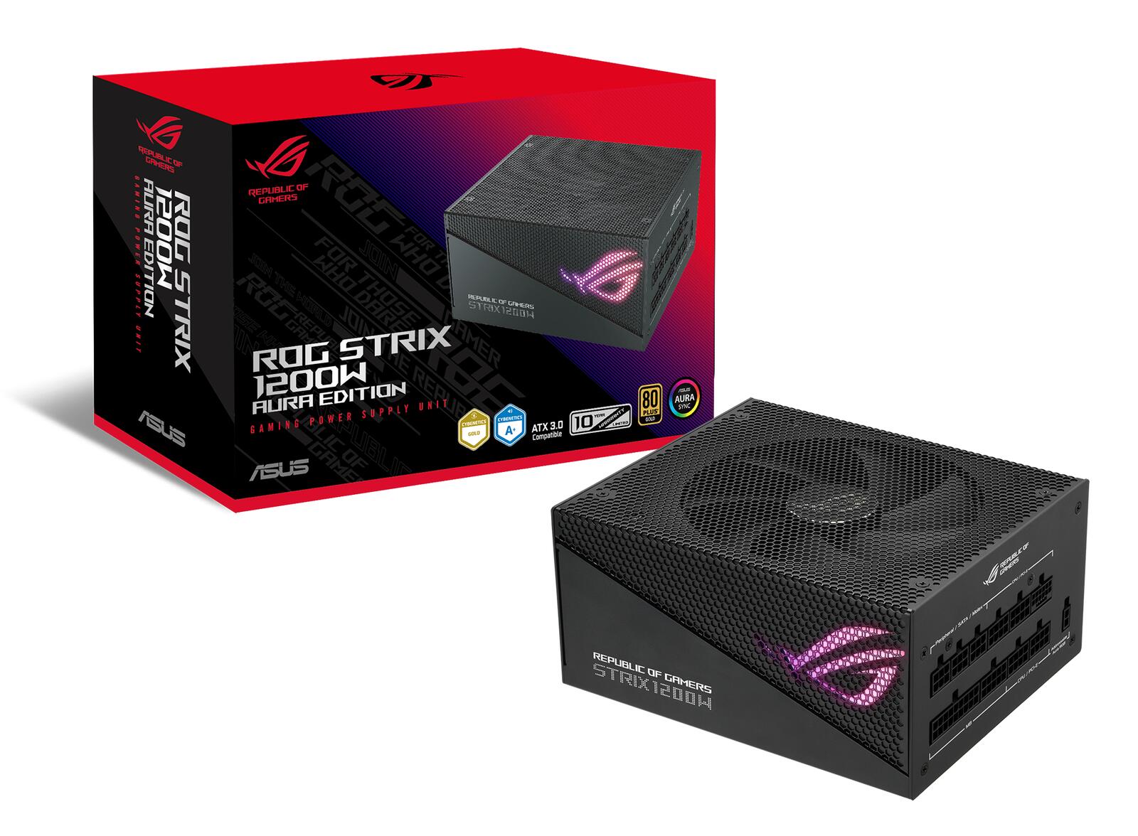 ASUS ROG STRIX 1200W Gold Aura Edition RGB Netzteil (1200 Watt, Aura Sync RGB Belechtung, 80+ Gold Zertifizierung, Axial