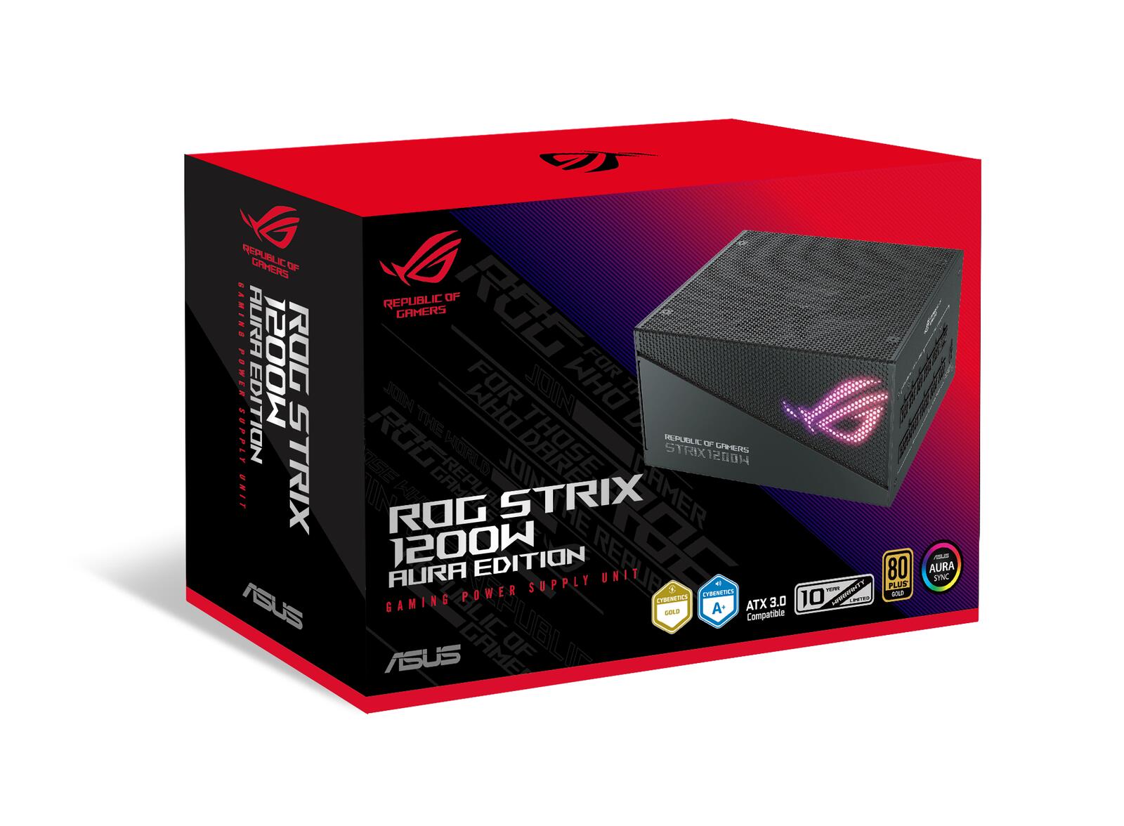 ASUS ROG STRIX 1200W Gold Aura Edition RGB Netzteil (1200 Watt, Aura Sync RGB Belechtung, 80+ Gold Zertifizierung, Axial