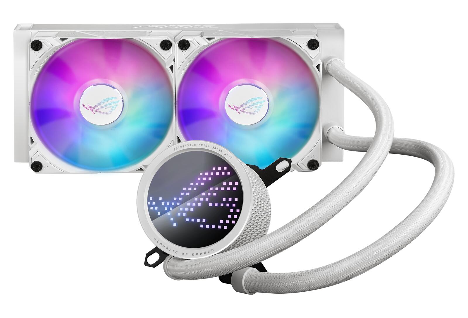 ASUS ROG Ryuo III 240 ARGB White Edition All-in-One-Flüssig-CPU-Kühler (2x adressierbare 120 mm ARGB Radiatorlüfter, Ani