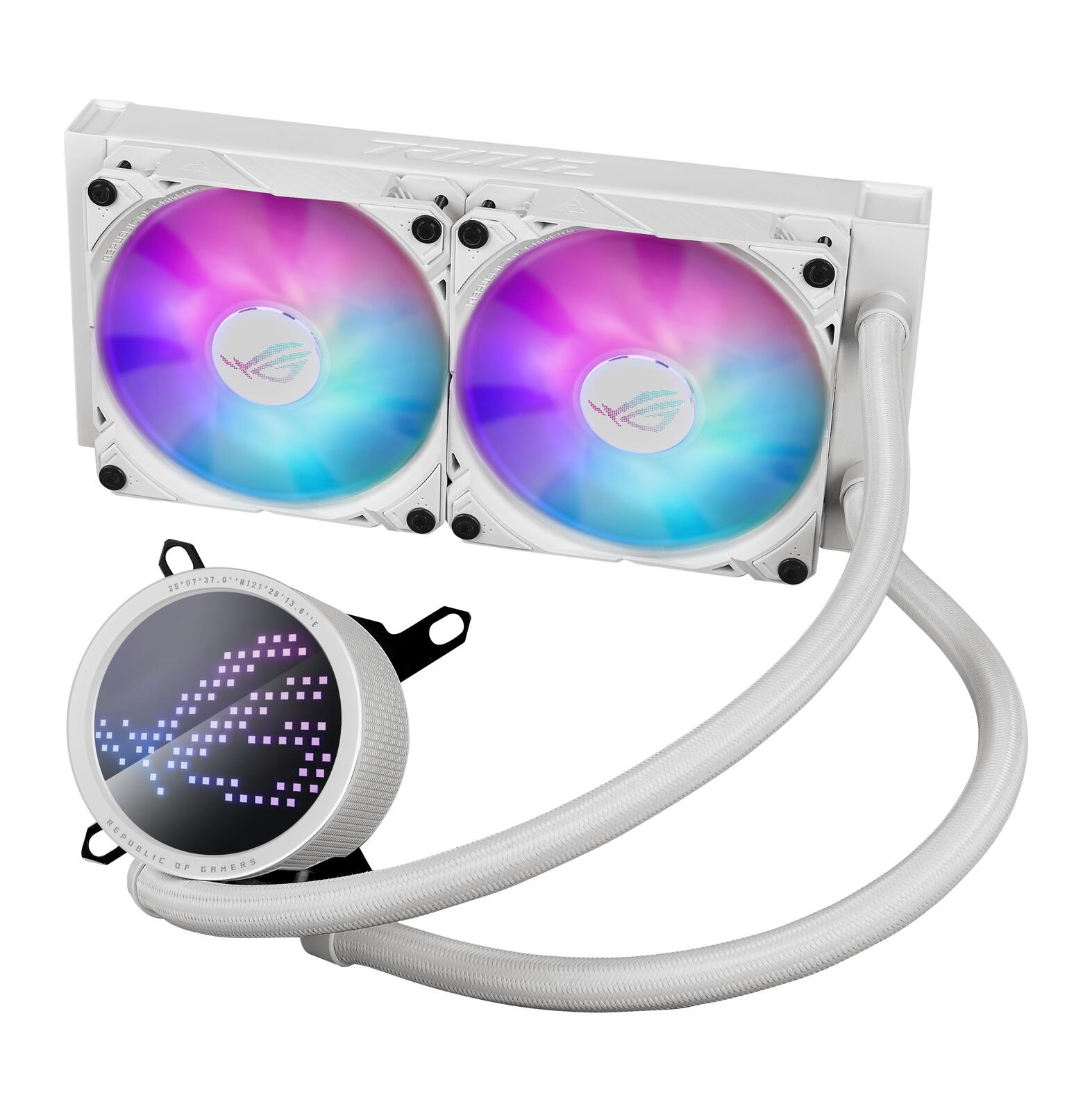 ASUS ROG Ryuo III 240 ARGB White Edition All-in-One-Flüssig-CPU-Kühler (2x adressierbare 120 mm ARGB Radiatorlüfter, Ani