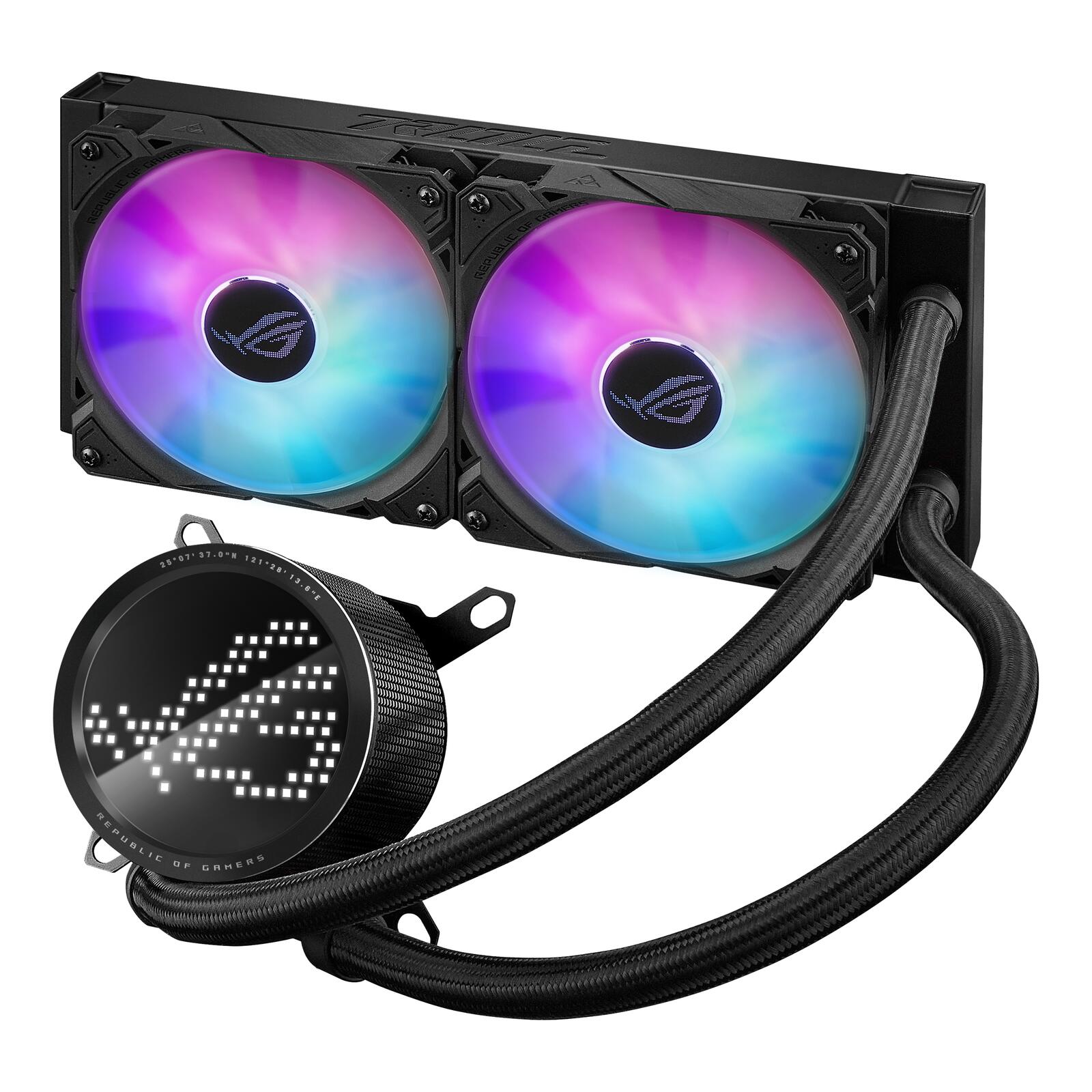 ASUS ROG Ryuo III 240 RGB All-in-One-Flüssig-CPU-Kühler (2x adressierbare 120 mm ARGB Radiatorlüfter, Anime Matrix™-LED-