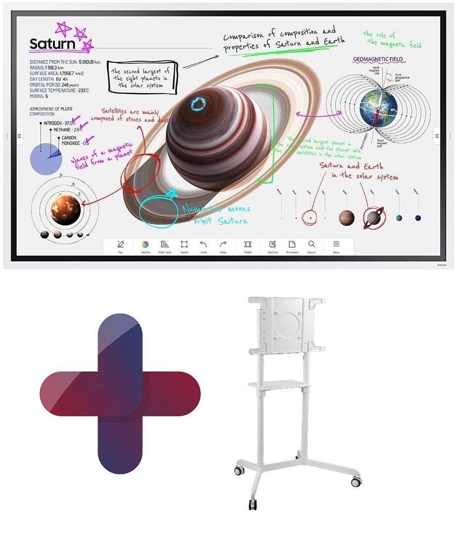 Samsung Flip Pro WM65B Flipchart 165 cm 65 Zoll + Peerless TRVT-FLIP2 mobiler Rollwagen