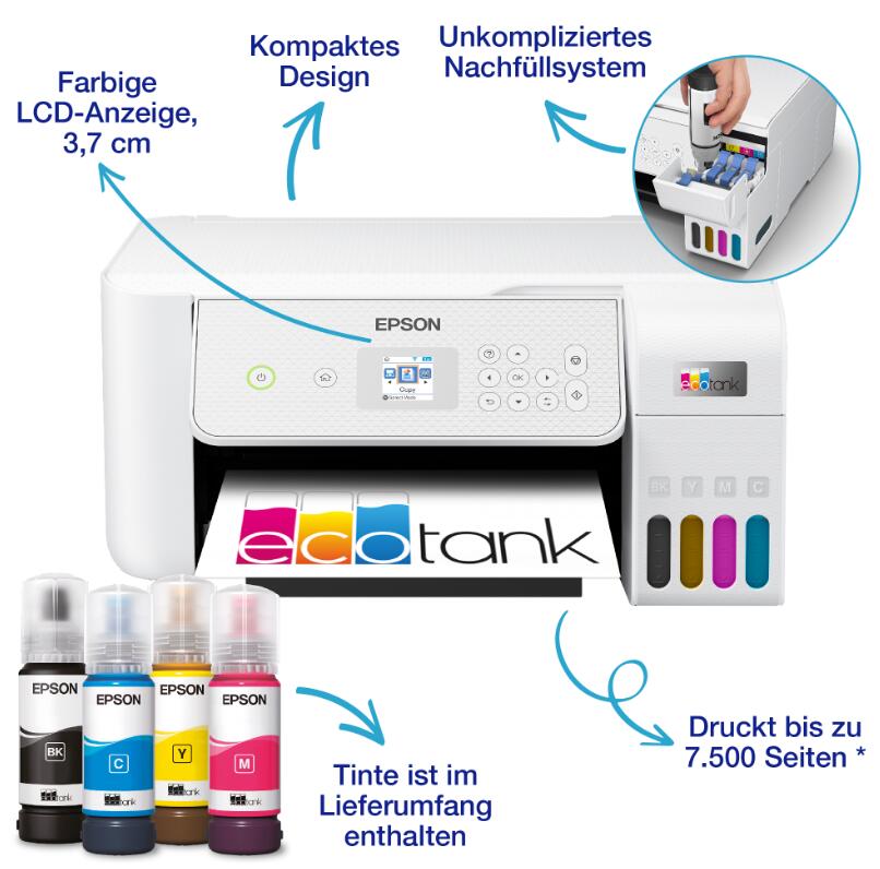 Epson EcoTank ET-2876 A4-Tintentank-Multifunktionsdrucker