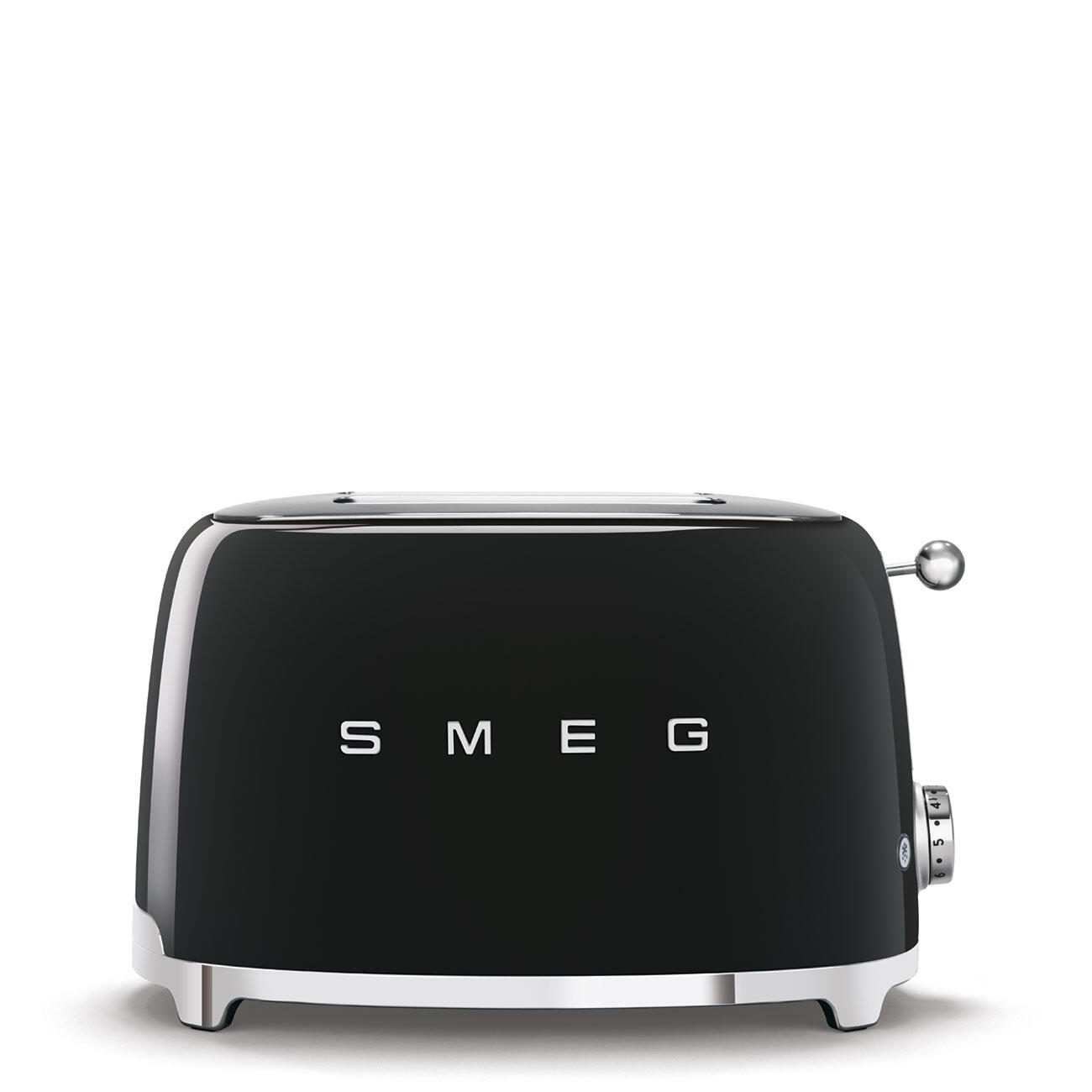 SMEG Toaster 2-Schlitz kompakt 50's Style TSF01BLEU, Schwarz, Hochglanz