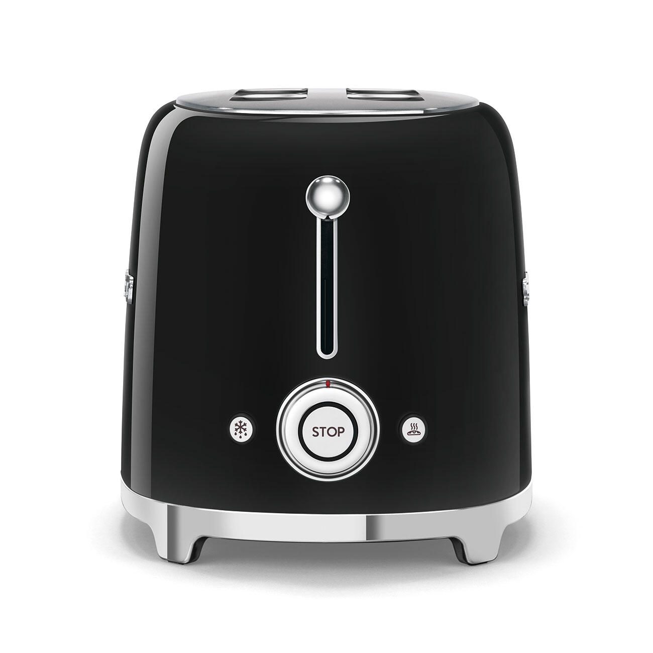 SMEG Toaster 2-Schlitz kompakt 50's Style TSF01BLEU, Schwarz, Hochglanz