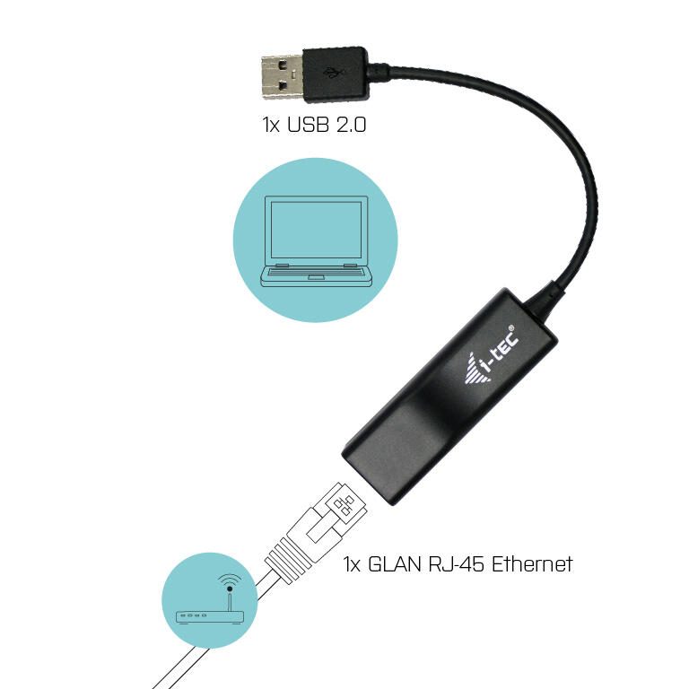 I-TEC USB-A (2.0) auf RJ-45 Adapter