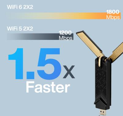 ASUS USB-AX56 Dual-Band AX1800 USB-WLAN-Adapter (WiFi 6, externe Antenne, WPA3-Security, Plug-and-Play)