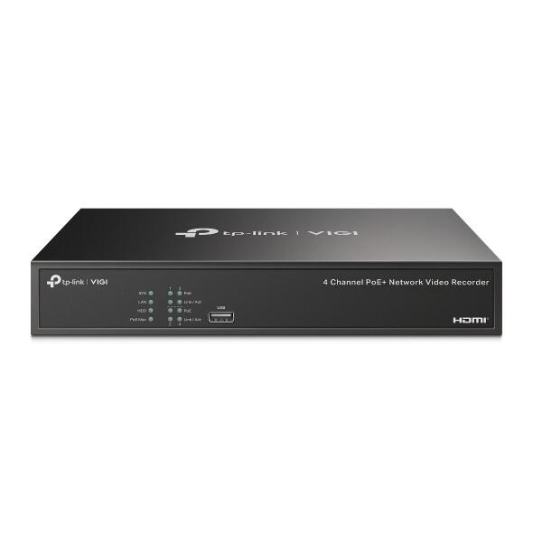 TP-Link VIGI NVR1004H-4P 4 Kanal Netzwerk Video Recorder, 1x bis zu 10TB SATA HDD intern montierbar