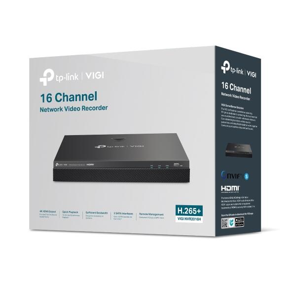 TP-Link VIGI NVR2016H 16 Kanal Netzwerk Video Recorder 4K HDMI, 16MP, 2 HDD Interface bis zu 10 TB, 1eSATA