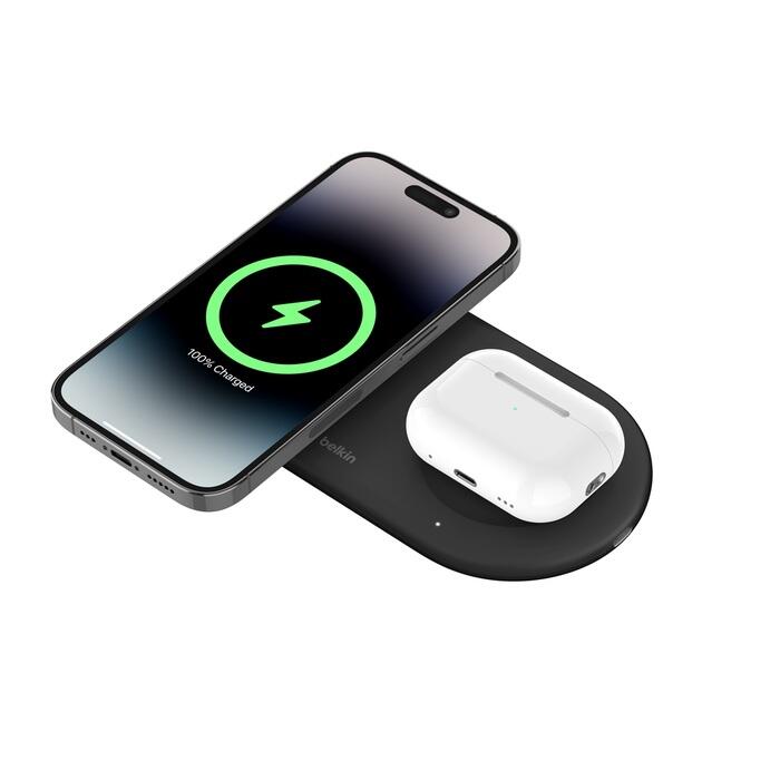 Belkin BoostCharge Pro kabellose magnetische 2-in-1-Ladestation mit Qi2 (15 W), schwarz