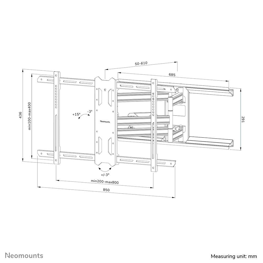 Neomounts WL40S-850BL18 voll bewegliche Wandhalterung für 43-86' Bildschirme - Schwarz
