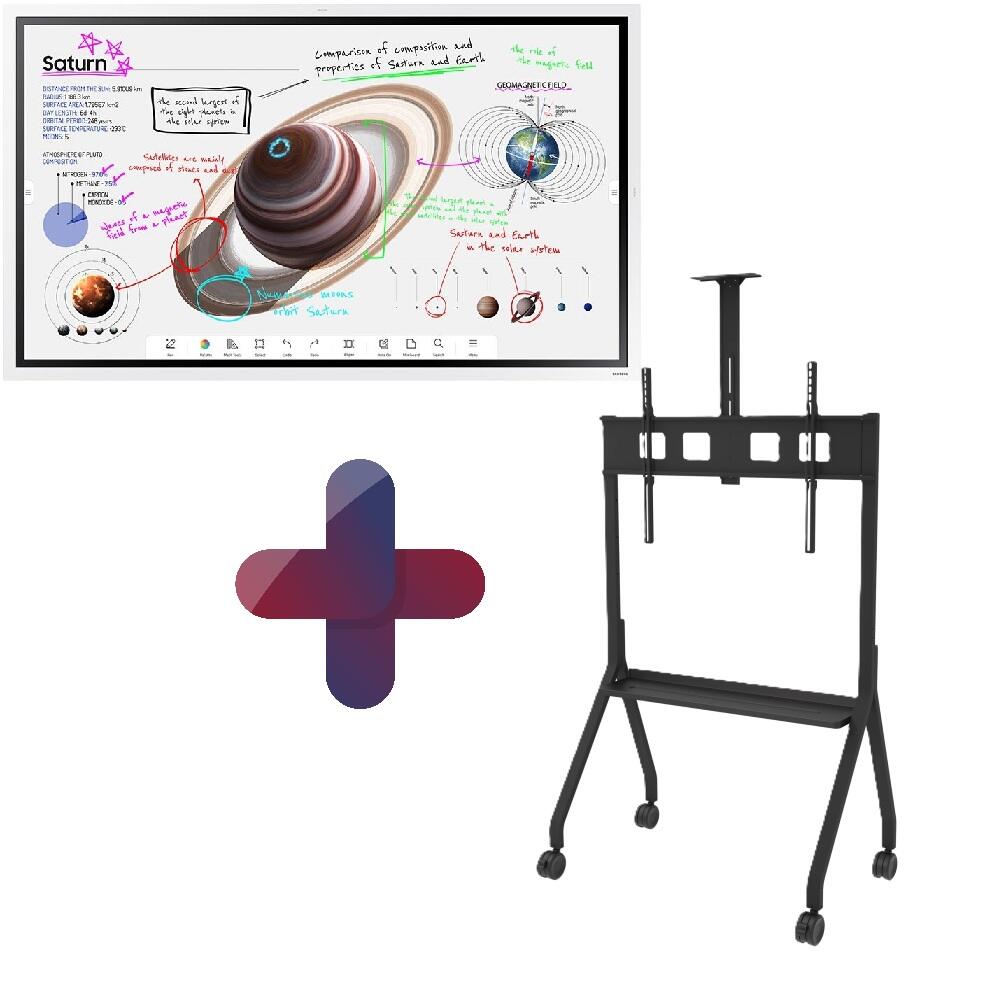 Samsung Flip Pro WM55B Flipchart 138,7 cm 55 Zoll inkl. Peerless-AV Paramount PR565 mobiler Rollwagen