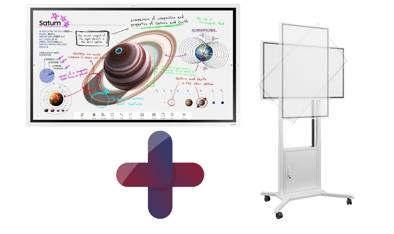 Samsung Flip Pro WM65B Flipchart 165 cm 65 Zoll inkl. HAGOR HP Twin Lift M-Flip motorisierter Rollwagen