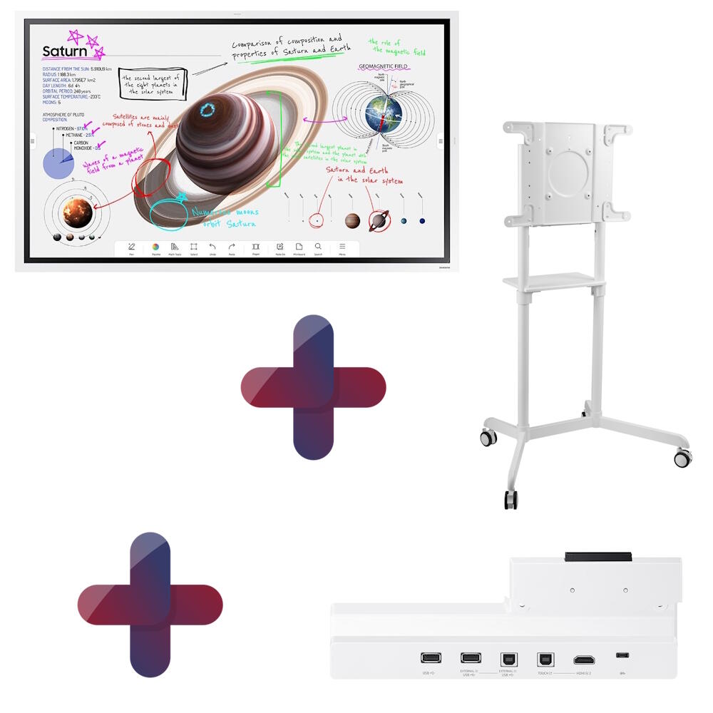 Samsung Flip Pro WM55B Flipchart 138,7 cm 55 Zoll + Peerless TRVT-FLIP2 mobiler Rollwagen + Samsung Flip Pro Tray CY-TF6
