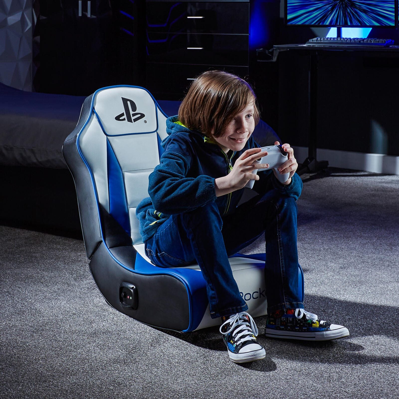 B-WARE X Rocker Sony Playstation® Geist 2.0 Floor Rocker Gaming-Bodensessel mit 2.0 Audiosystem für Kinder & Jugendliche - weiß