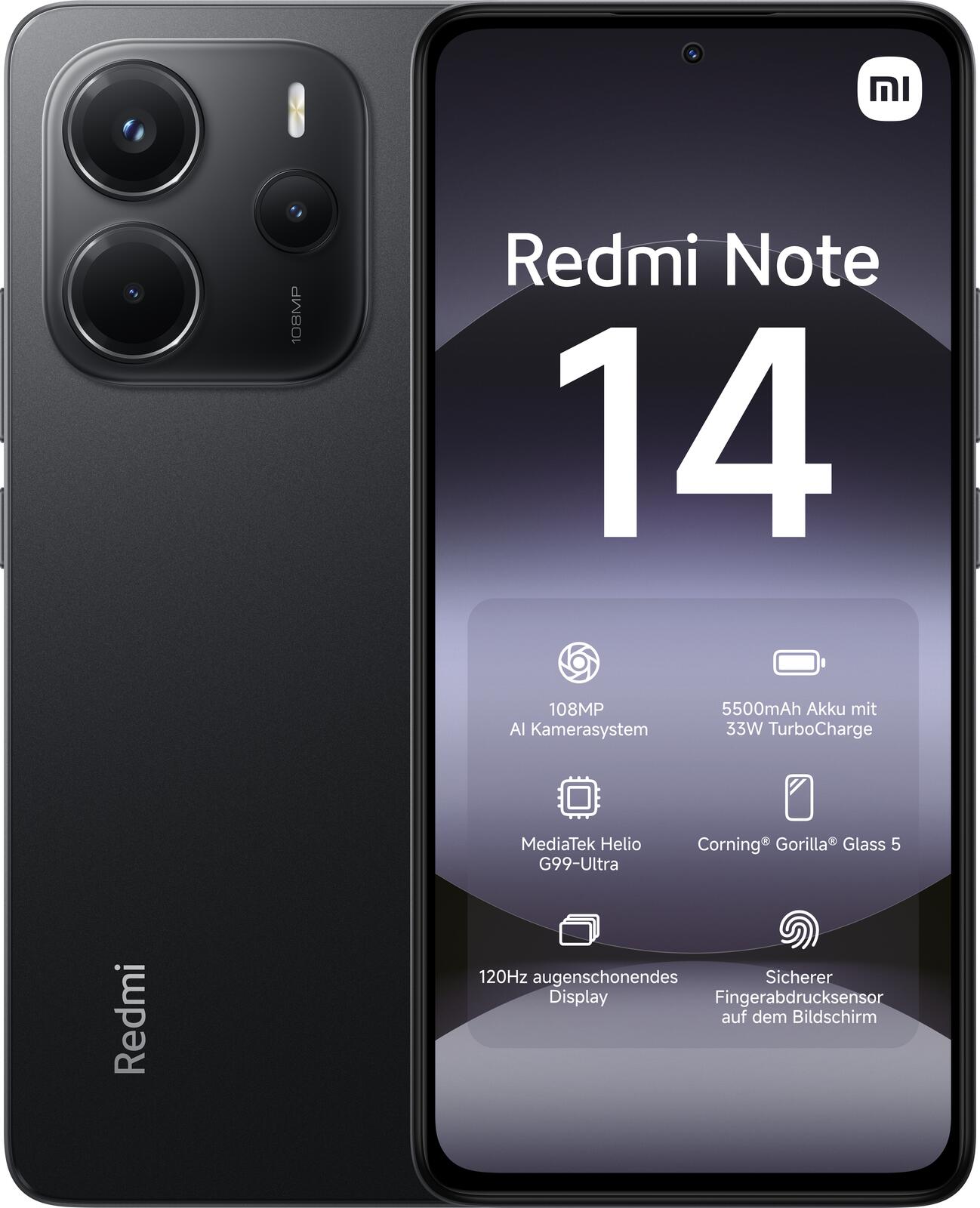 Xiaomi Redmi Note 14 256 GB/8 GB, schwarz