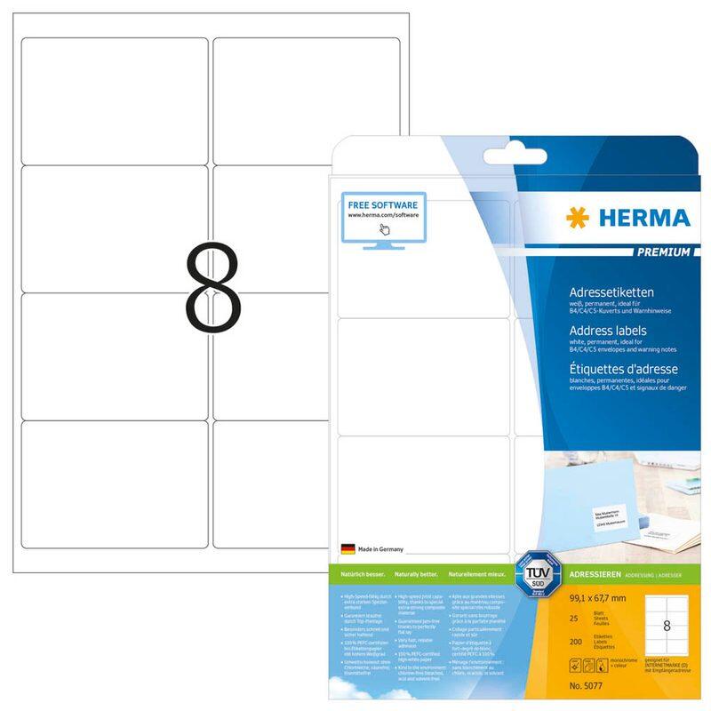 HERMA Adressetiketten 5077 weiß 99,1 x 67,7 mm