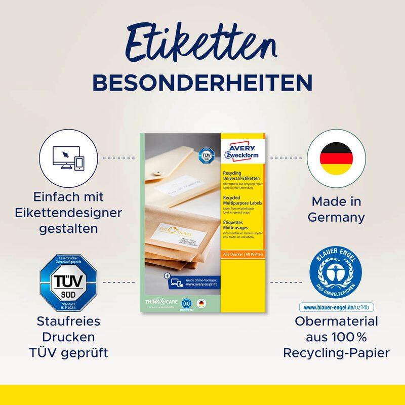 AVERY Zweckform Etiketten LR3666-10 weiß 38,0 x 21,2 mm