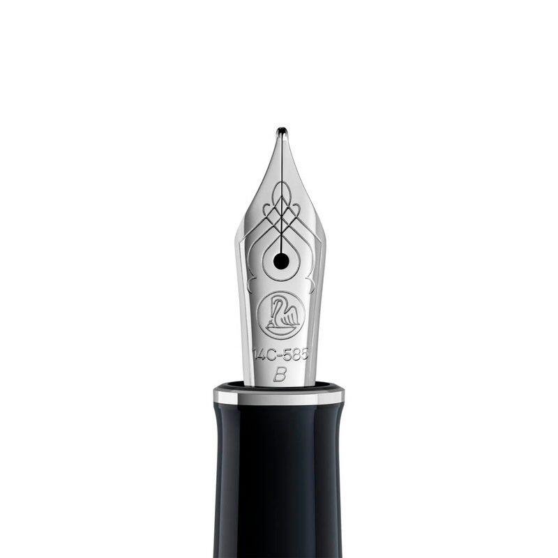Pelikan Souverän M405 Stresemann Kolbenfüller schwarz/anthrazit/silber B (breit)