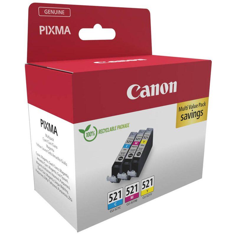 Canon Original Tintenpatronen CLI-521 Multipack cyan, magenta, gelb 446 Seiten 9ml (2934B015)