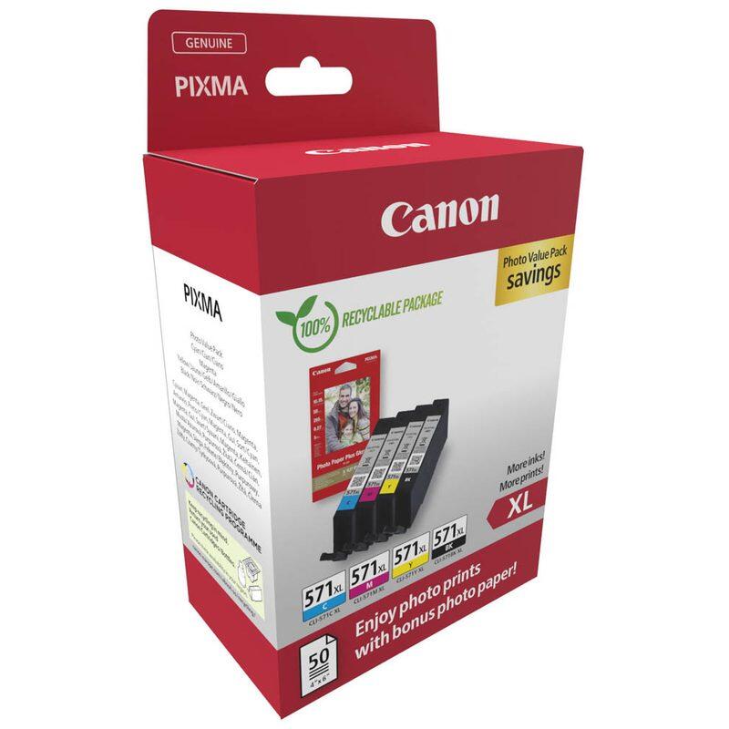 Canon Original CLI-571XL Druckerpatronen - Value Pack + Fotopapier