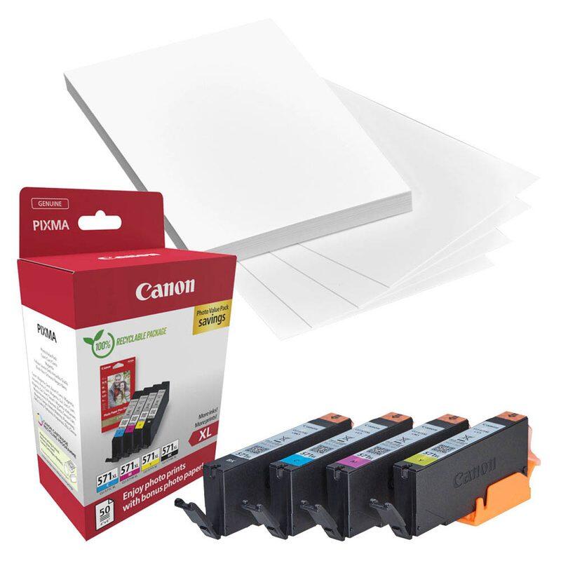 Canon Original CLI-571XL Druckerpatronen - Value Pack + Fotopapier