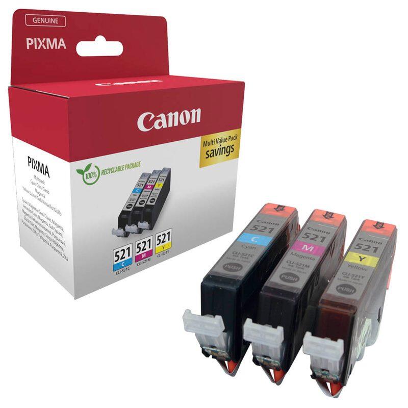 Canon Original Tintenpatronen CLI-521 Multipack cyan, magenta, gelb 446 Seiten 9ml (2934B015)