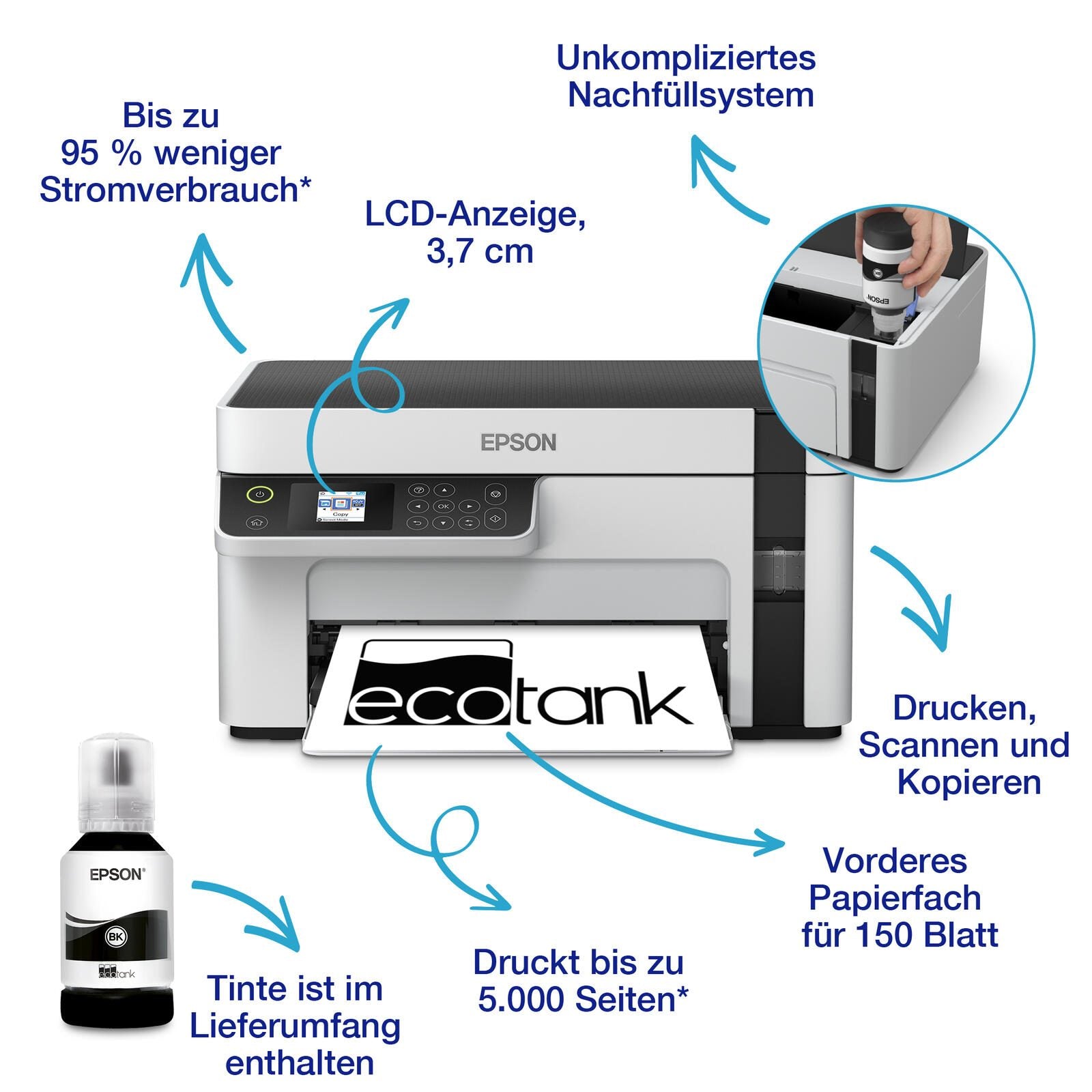 Epson EcoTank ET-M2120 A4-Tintentank-Multifunktionsdrucker s/w
